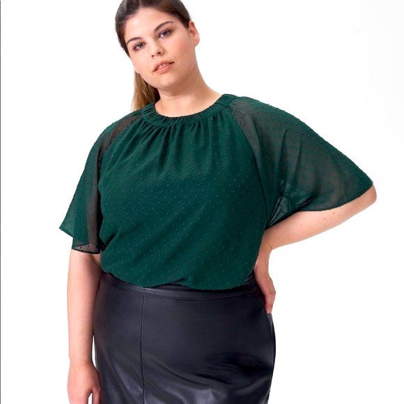 Chiffon Drapey Ellie Blouse with Swiss Dot - Universal Standard size S (14-16) - Picture 1 of 9